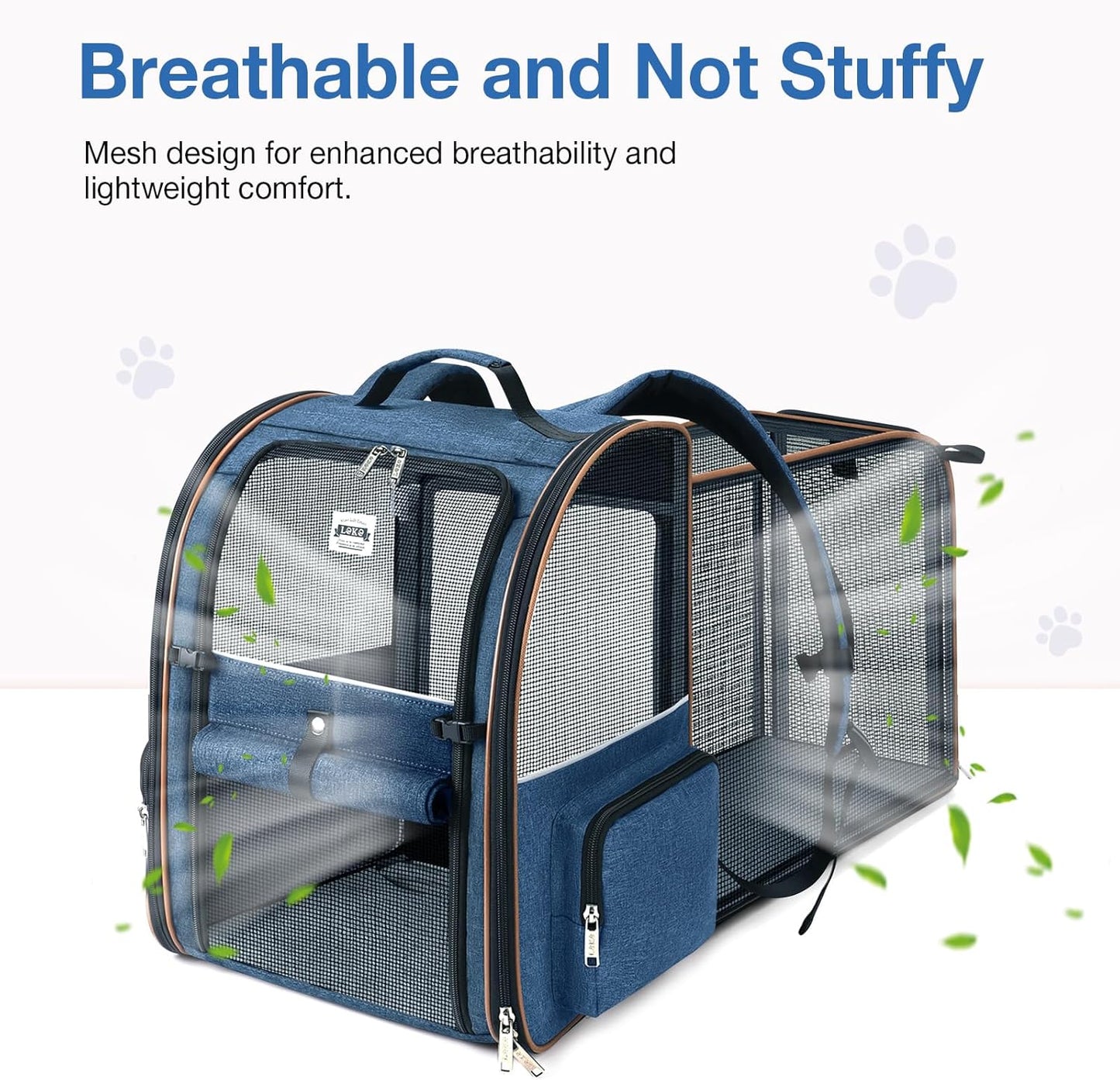 Lekespring Cat Bag, Expandable Cat Backpack Carrier for Small Dogs Medium Cats Fit Up to 18 Lbs, Dog Backpack Carrier, Foldable Pet Backpack Carrier for Travel, Hiking, Outdoor Use (Grey)