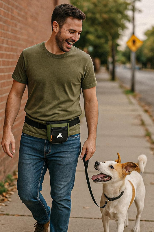 OllyDog Goodie Treat Bag, Dog Treat Pouch, Waist Belt Clip for Hands-Free Training, Magnetic Closure, Dog Training and Behavior Aids, Three Ways to Wear (Winter Moss) - PuriLite