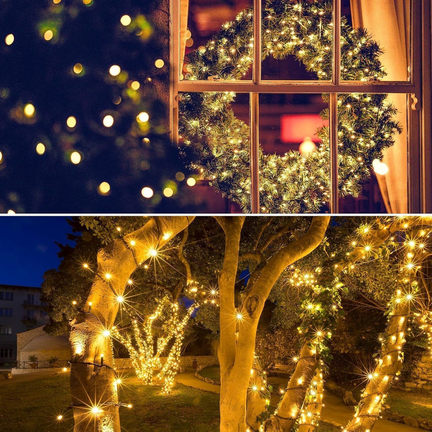 Maokot Solar Christmas Lights Outdoor, Upgraded 137FT 400 LED Solar String Lights with Remote,19 Modes Waterproof Warm White Solar Lights Outdoor String for Outside Garden Home Festival Decorations