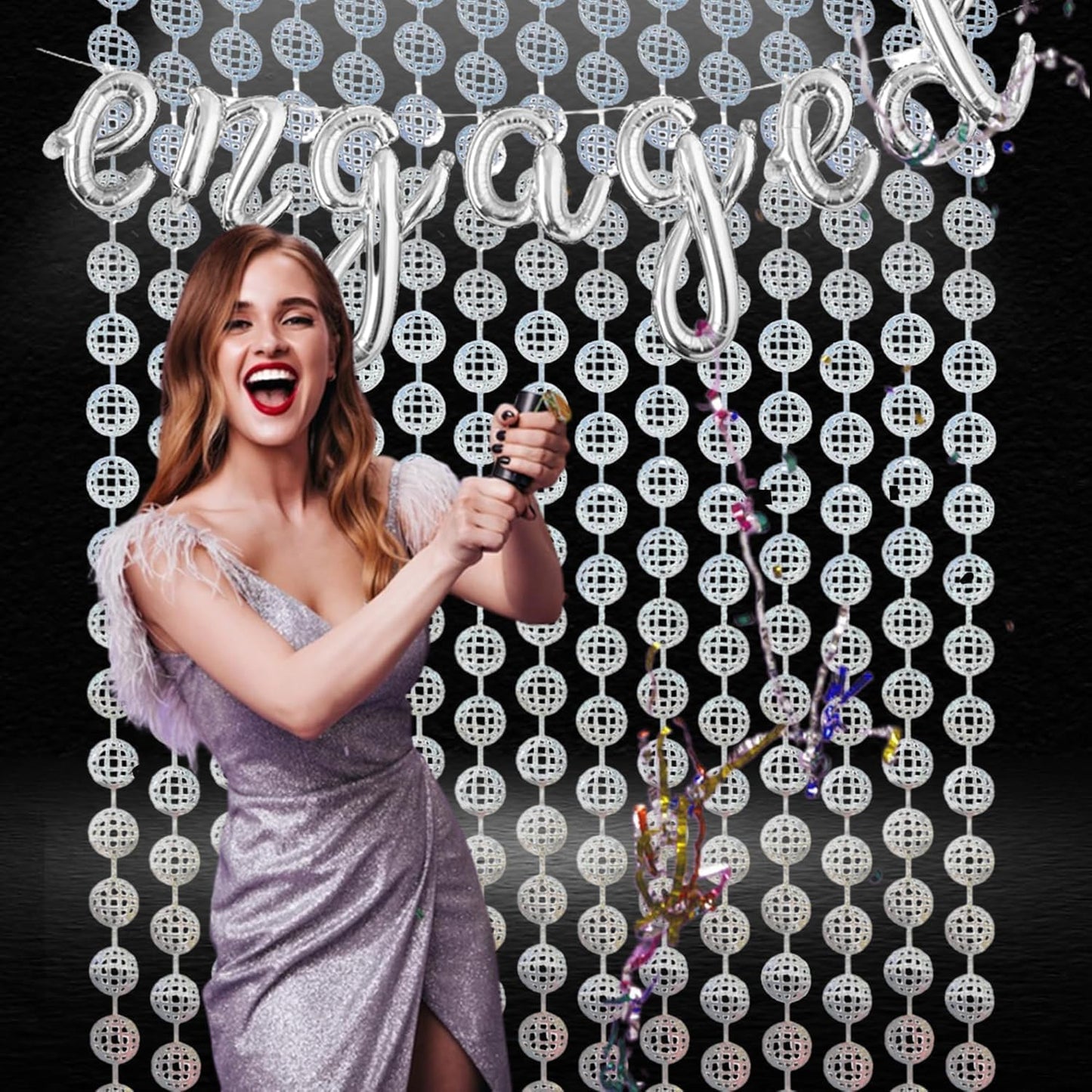 BRAVESHINE Pink Glitter Tinsel Foil Fringe Curtain - 2 Pcs 3.2x8.2 ft Metallic Party Supplies Photo Backdrop for Girl Princess Birthday Unicorn Bachelorette Butterfly Bridal Shower Party Decorations