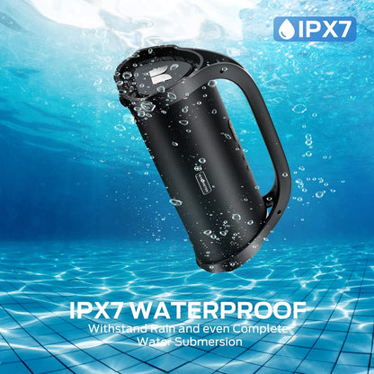 Monster Adventurer Max Bluetooth Speaker with Two Wireless Microphones, IPX7 Waterproof Outdoor Speakers with 100W Powerful Stereo Sound, Portable Bluetooth Speakers for Home, Camping, Silver