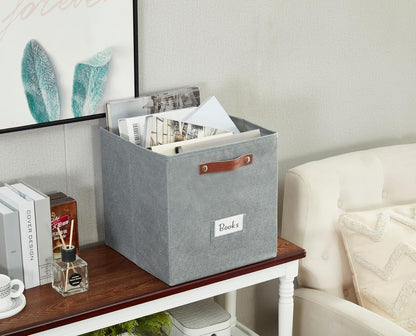 DECOMOMO Cube Storage Bin, Storage Cubes with Labels, Baskets for Shelves Kallax Linen Closet Organizers (Cube 10.5x11"/ 6pcs, Black)