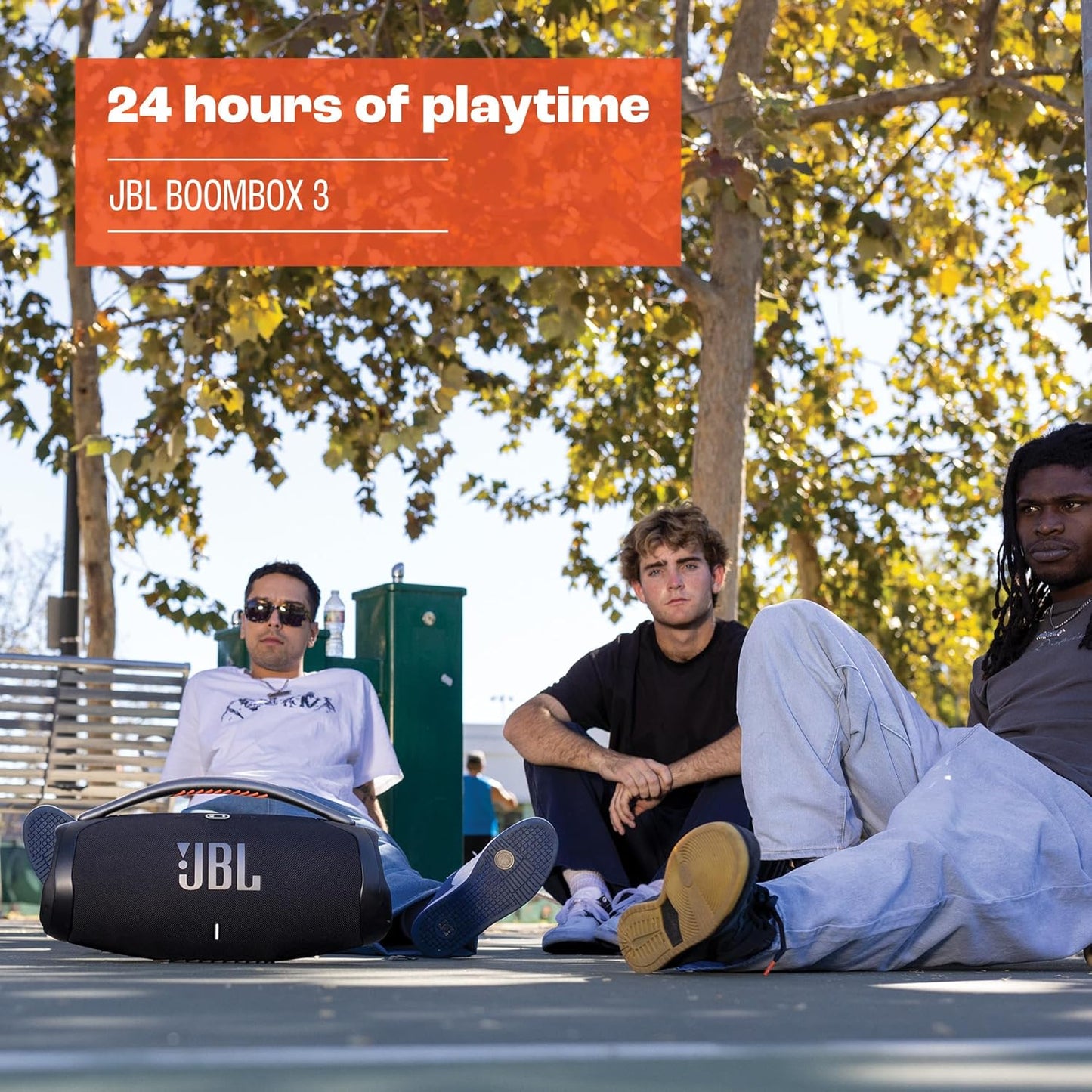 JBL Boombox 3 - Portable Bluetooth Speaker, Powerful Sound and Monstrous bass, IPX7 Waterproof, 24 Hours of Playtime, powerbank, JBL PartyBoost for Speaker Pairing, and eco-Friendly Packaging (Black)