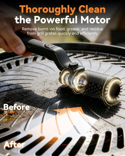 Electric Grill Brush Cordless Rechargeable BBQ Cleaner | 180° Adjustable Head, 2600mah High-Torque Power Rotary, 150Mins Runtime, For Outdoor Barbecue Grates