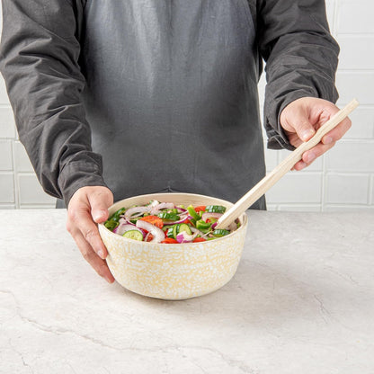 Restaurantware-Bambuddha 51 Ounce Extra Large Salad Bowl, 1 Heavy-Duty Round Salad Bowl - Sustainable, Reusable, Blue Bamboo Serving Dish, for Serving Salads, Fruits, and Appetizers