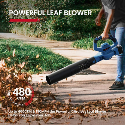 Enhulk 20V 4.0Ah Cordless Leaf Blower,460CFM &190MPH,2-in-1 Battery Powered Leaf Blower,6 Variable Speed,for Blowing Leaves,Debris,Snow and Dust,4.0Ah Battery&Charger Included