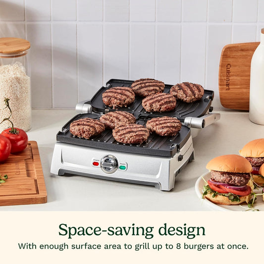 Cuisinart Compact Electric Griddler, 5 Ways to Cook, Non-Stick Cooking Plates, Silver (GR-102C) - PuriLite