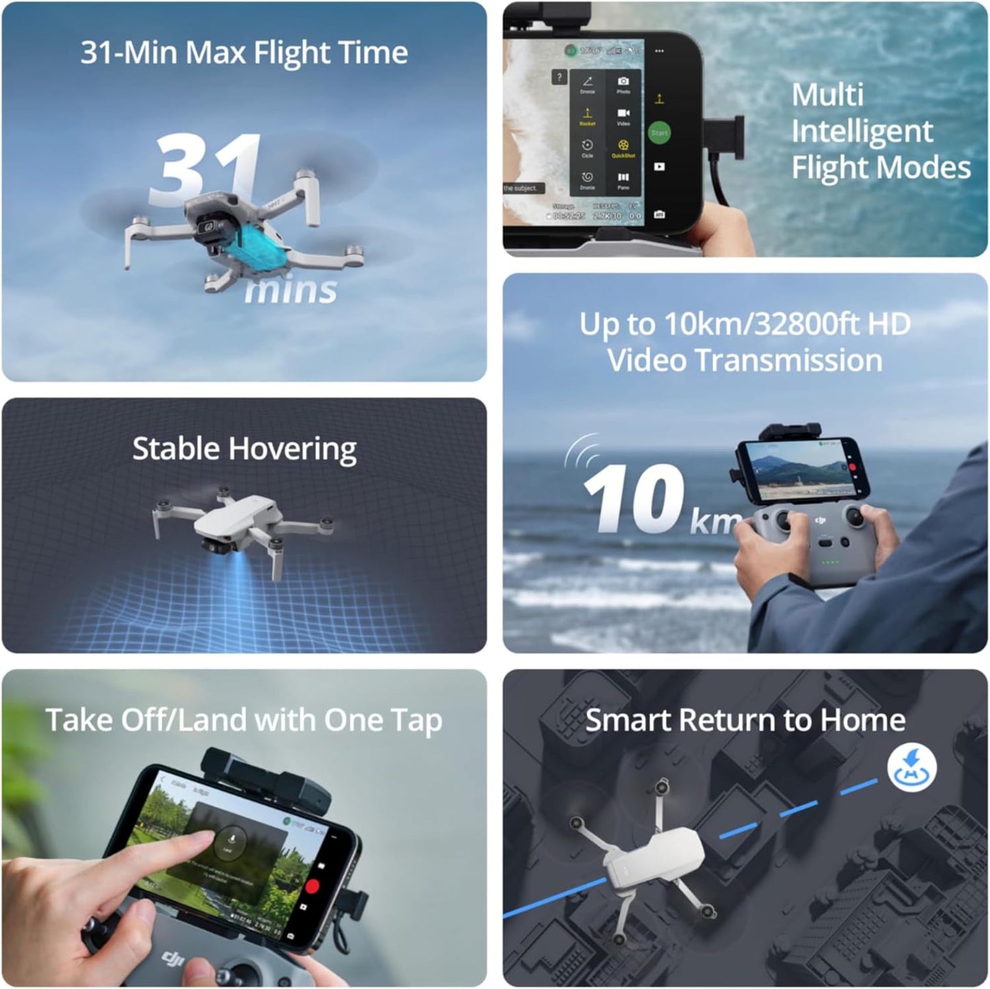 DJI Mini 4K Camera Drone Combo, Drone with 4K UHD Camera for Adults, Under 249 g, 3-Axis Gimbal Stabilization, 10km Video Transmission, Auto Return, 2 Batteries for 62-Min Max Flight Time, QuickShots