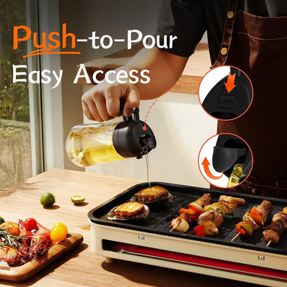 Purilite Select 470ml Glass Oil Sprayer &amp; Dispenser Bottle – 2-in-1 Flip Top