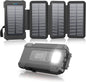 Solar Power Bank 38800mAh with 4 Solar Panels, Portable Charger USB C 18W Fast Charge for iPhone Samsung, IP67 Waterproof Outdoor External Battery Pack with Flashlight Light/SOS/Strobe