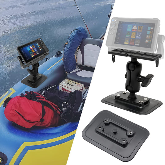 1.5" / C Size Ball Fish Finder Mount with Glue-On Pad (PVC) for Inflatable Boats/Kayak, 360° Rotation Marine Electronic/Depth Finder Mount, Compatible with Garmin, Lowrance, Humminbird and More
