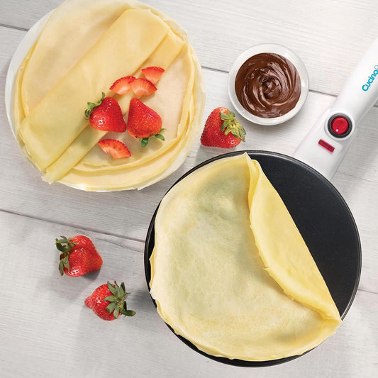 CucinaPro Cordless Crepe Maker- FREE Recipe Guide, NonStick Dipping Plate plus Electric Base & Batter Spatula, Portable Compact Baker, Homemade Holiday Morning Breakfast or Dessert Treat, Gift for Her - PuriLite