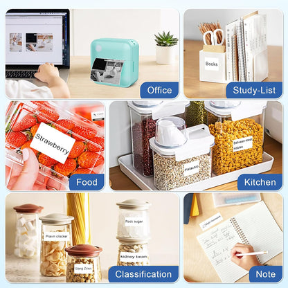 Label Maker Machine with Tape - Thermal Label Printer Bluetooth Label Maker Machine, Mini Printer Sticker Maker for Home, Kitchen, School, Office Organization with 2 Rolls Paper (Green)