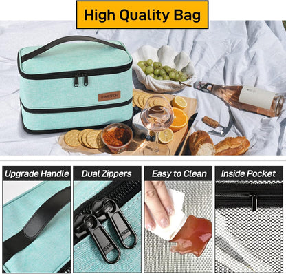 HOMESPON Expandable Lunch Bag for Men Women Insulated Lunch Box Holder with Handle for Picnics Work Travel (Blue)