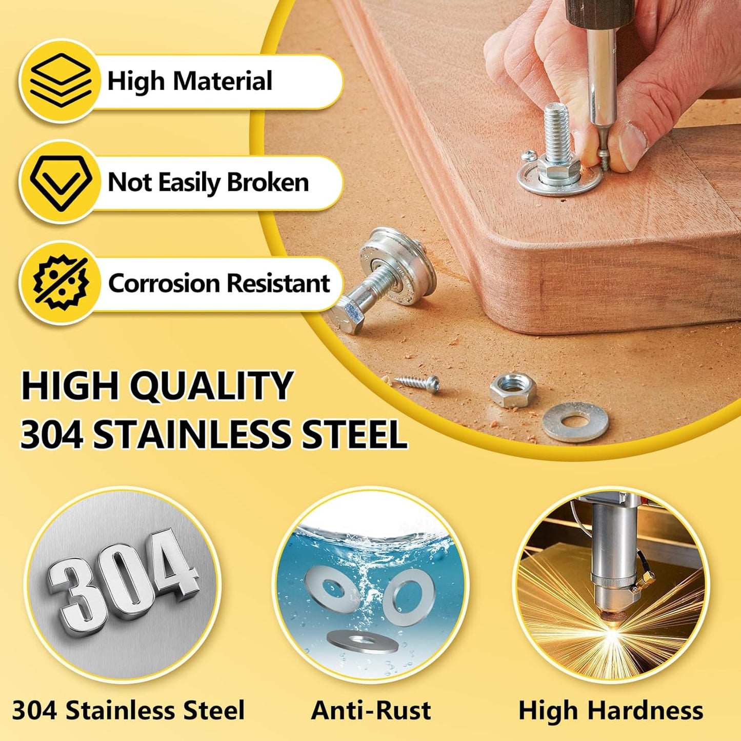 1050Pcs Flat Washers Set, 304 Stainless Steel Flat Washers for Screws, Assorted Sizes (M2 M2.5 M3 M4 M5 M6 M8 M10 M12) for Industrial Use