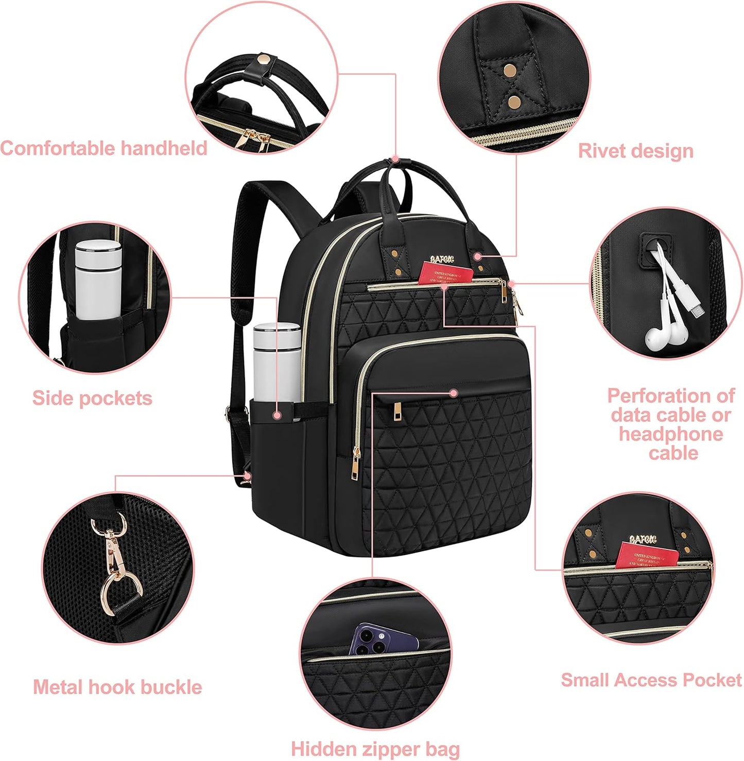 Laptop Backpack for Women Men, Water Resistant Travel Work Backpacks Purse Stylish College Business Teacher Nurse Computer Bag, Fits 17.3" Laptop Light Blue