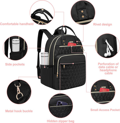 Laptop Backpack for Women Men, Water Resistant Travel Work Backpacks Purse Stylish College Business Teacher Nurse Computer Bag, Fits 17.3" Laptop Light Blue