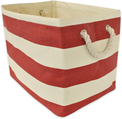 DII Storage Basket or Bin, Collapsible & Convenient Storage Solution for Office, Bedroom, Closet, Toys, Laundry (Large) - Pink Rugby Stripe