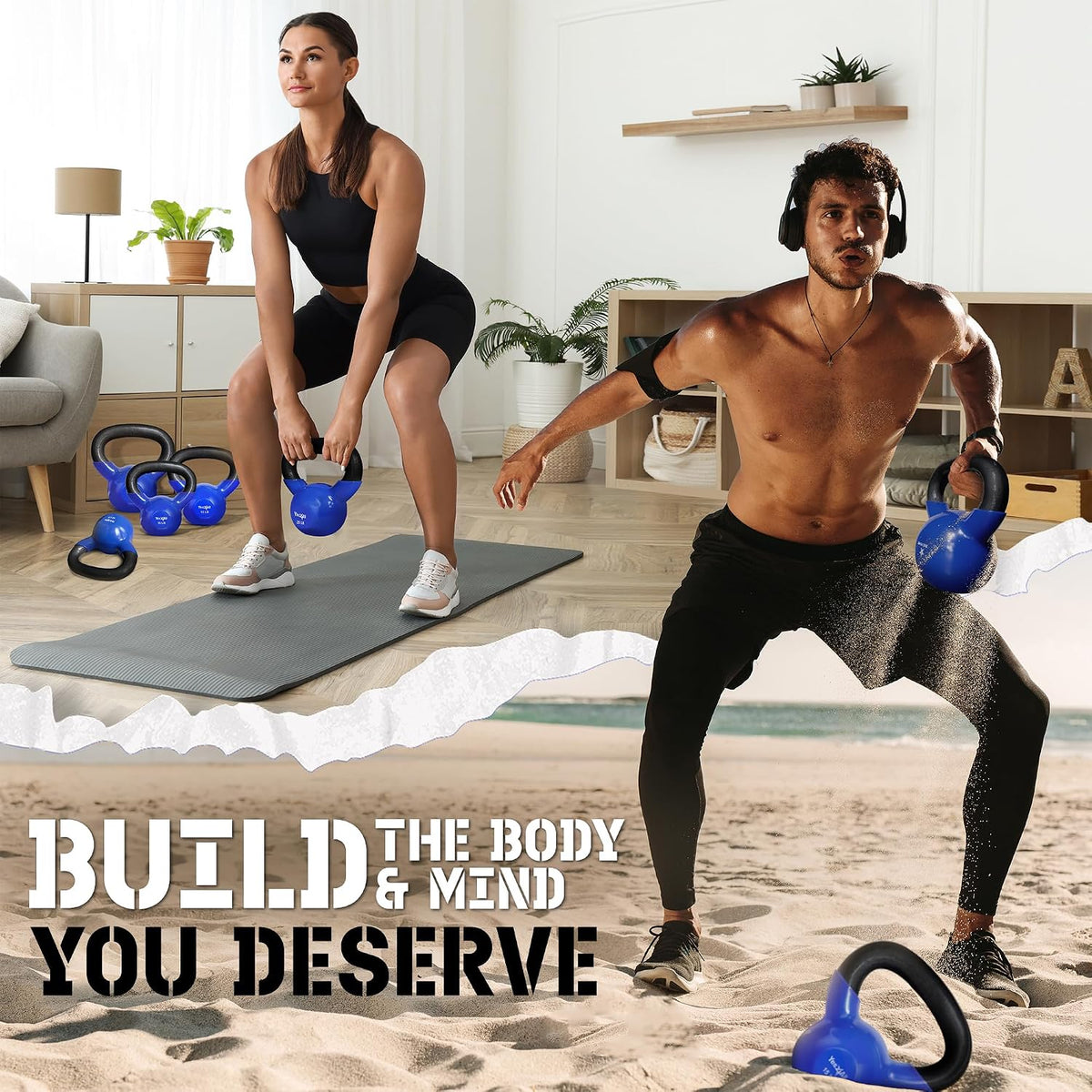 Yes4All Vinyl Coated Kettlebells for Weightlifting & Strength Training