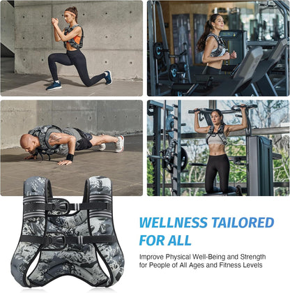 ZELUS Weighted Vest, 6lb/8lb/12lb/16lb/20lb/25lb/30lb Weight Vest with Reflective Stripe for Workout, Strength Training, Running, Fitness, Muscle Building, Weight Loss, Weightlifting