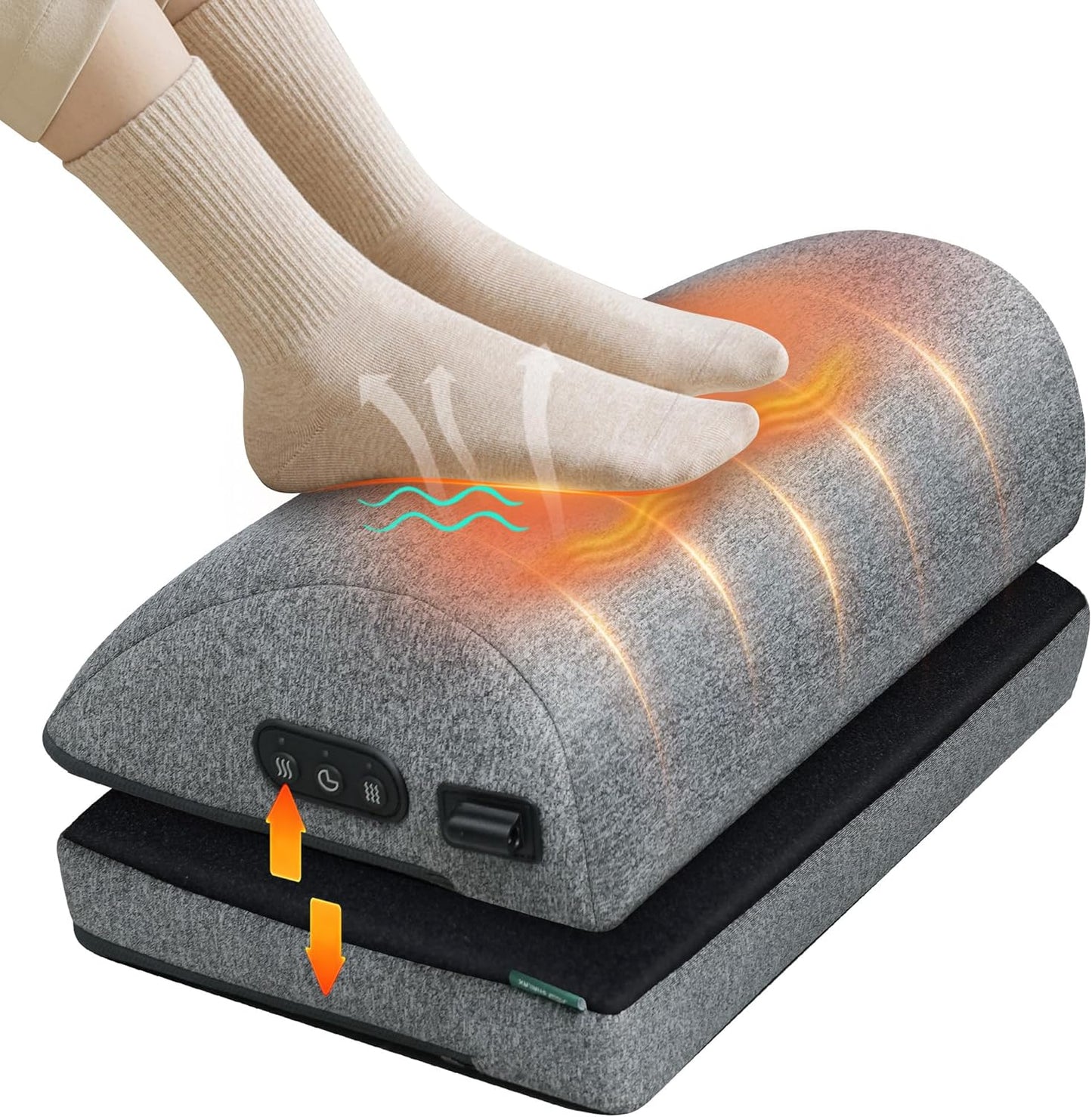 Snailax Foot Rest Under Desk at Work, 2 Heating Levels, 3 Vibrating Massage Modes, Heated Ergonomic Foot Stool with Adjustable Height, Office & Gaming Home Use, Grey