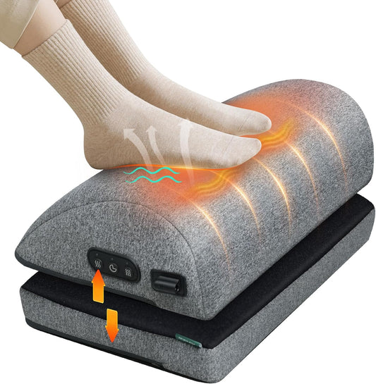 Snailax Foot Rest Under Desk at Work, 2 Heating Levels, 3 Vibrating Massage Modes, Heated Ergonomic Foot Stool with Adjustable Height, Office & Gaming Home Use, Grey