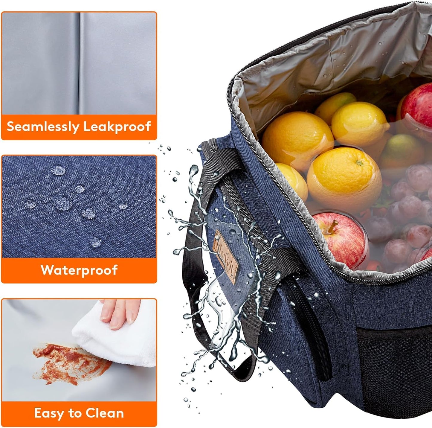 Lifewit Lunch Bag for Men, Insulated Lunch Box Leakproof Soft Cooler Cooling Tote for Adult Women, Waterproof Reusable Lunch Bags for Work Office Outdoor Picnic Camping, Black, 12-Can (9L)