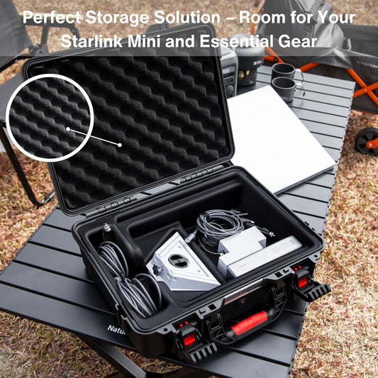 Steinwhale IP67 Waterproof Storage Case for Starlink Mini, Built with Waterproof Seal and Safe Latch System, Protective Hard Case with Foam Padding Keep Dish Safe, Portable for Travel and Outdoor Use - PuriLite