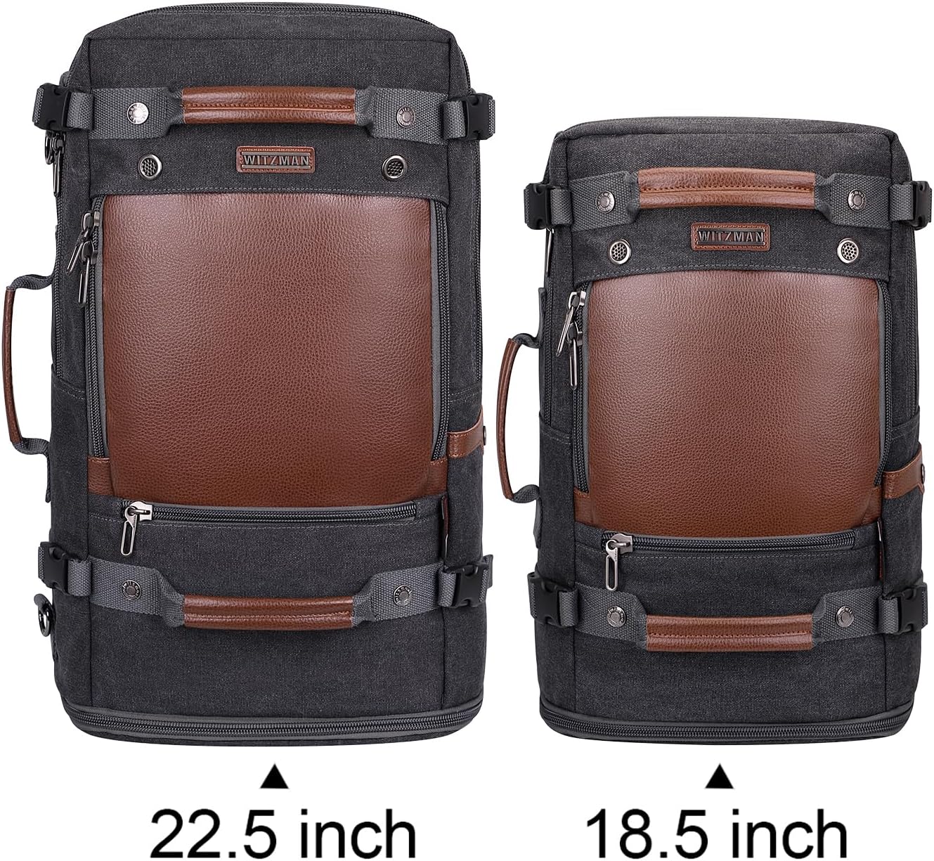 WITZMAN Travel Backpack for Men Women Carry on Luggage Backpack Canvas Rucksack Duffel bag with Shoe Compartment