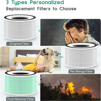 Afloia Air Purifier for Home Large Room Up to 1796 Ft², 3-Stage Air Cleaner for Bedroom 24 dB, Air Purifiers for Pets Dust Dander Mold Pollen, Odor Wildfire Smoke Eliminator, Fillo (Gray) - PuriLite