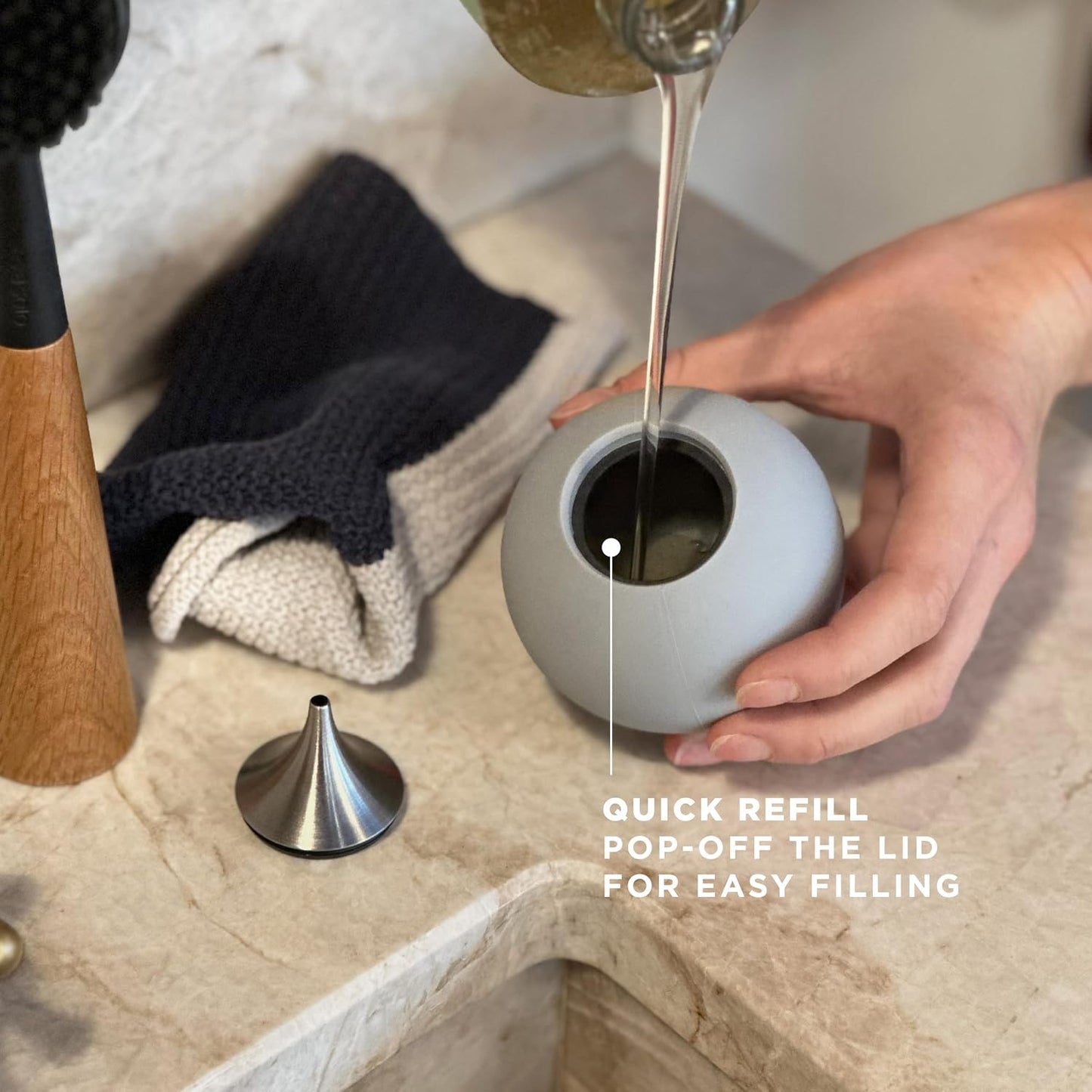 EVA SOLO | Soap Dispenser | Silicone with a Stainless Steel Spout for Kitchen Dish or Hand Soap | Danish Design, Functionality & Quality | Marble Grey