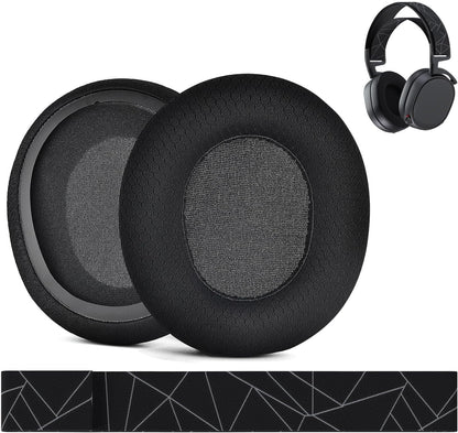 Ear Pads & Headband Replacement for SteelSeries Arctis 7/9 / Pro & Prime Wireless Gaming Headset etc. by MMOBIEL - Cooling Gel Ear Pad Cushions & Elastic Fabric Headband Top Pad Cushion