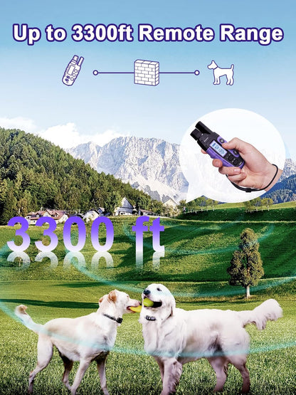 Bousnic Dog Shock Collar 2 Dogs (5-120Lbs) - 3300 ft Waterproof Training Collar for Dogs Large Medium Small with Rechargeable Remote, Beep (1-8) Vibration (1-16) and Humane Shock (1-99) Modes
