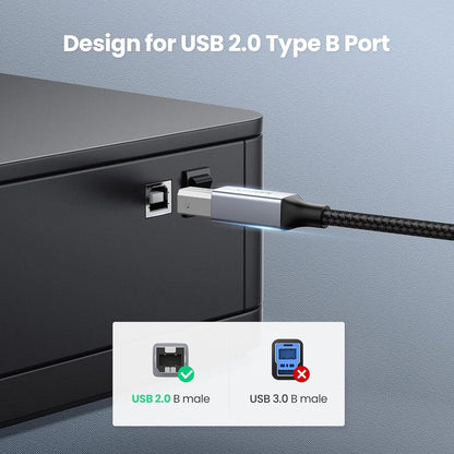UGREEN USB C Printer Cable C to A Printer Scanner Braided MIDI Cable Compatible with DJ Controller, MIDI Keyboard, Digital Mixing Console, Piano Keyboard for MacBook Pro, iPad, 6ft