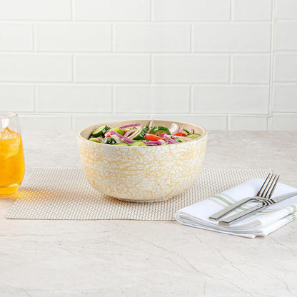 Restaurantware-Bambuddha 51 Ounce Extra Large Salad Bowl, 1 Heavy-Duty Round Salad Bowl - Sustainable, Reusable, Blue Bamboo Serving Dish, for Serving Salads, Fruits, and Appetizers