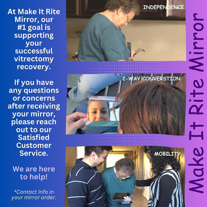 8" Rite Time 2-way Make It Rite Mirror for face down vitrectomy eye sight recovery (8" wide x 4" tall)