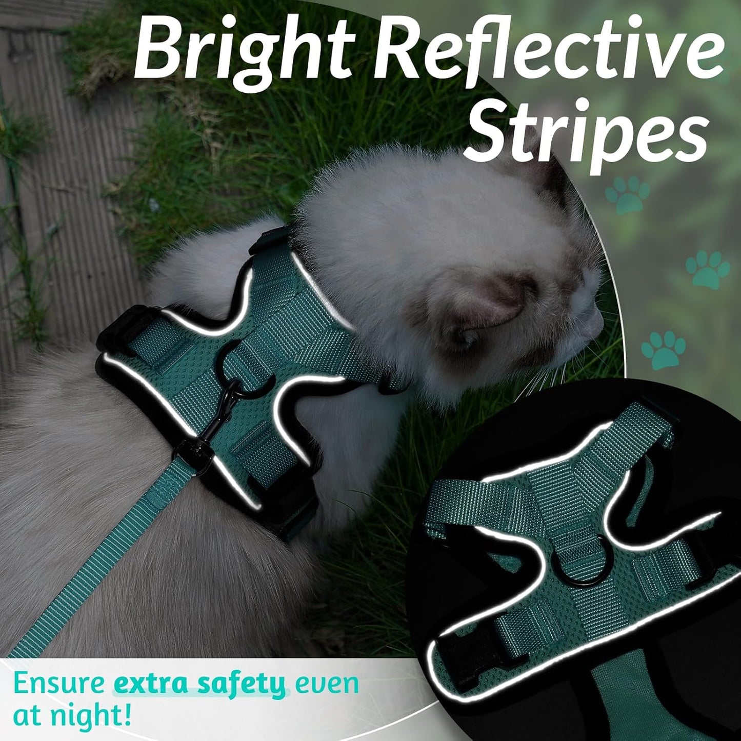 rabbitgoo Cat Harness and Leash for Walking, Escape Proof Soft Adjustable Vest Harnesses for Small Medium Cats, Easy Control Breathable Reflective Strips Jacket, XS, Black