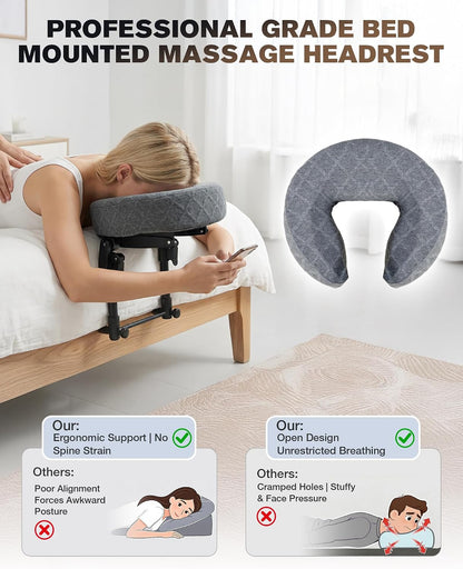 Massage Headrest for Bed, Massage Face Cradle for Bed, Adjustable 18" Height Bed Massage Head Holder, for Home Salon Spa Massage Table, Comfortable Face Down Pillow After Eye Surgery