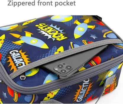 FlowFly Kids Lunch Box Insulated Soft Bag Mini Cooler Back to School Thermal Meal Tote Kit for Girls, Boys, Black