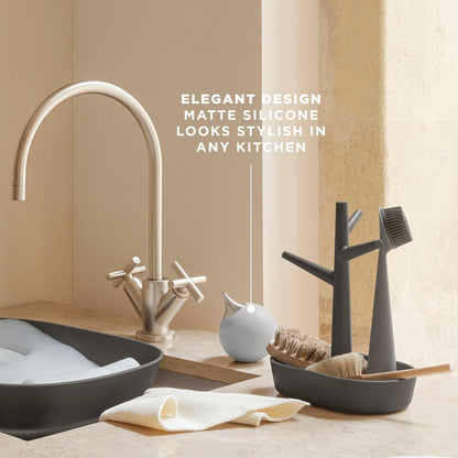 EVA SOLO | Soap Dispenser | Silicone with a Stainless Steel Spout for Kitchen Dish or Hand Soap | Danish Design, Functionality & Quality | Marble Grey
