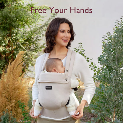 Momcozy Baby Carrier, Ergonomic Lightweight Infant Carrier, Khaki Easy to Put On, 3D EVA Lumbar Support, X-Strap Design for Weight Distribution, Ideal for Hands-Free Parenting，7-45lbs