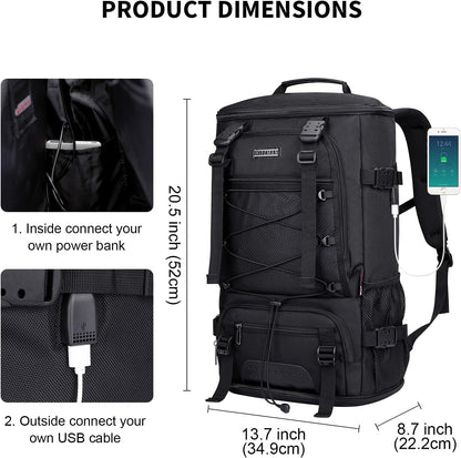 WITZMAN Travel Backpack for Men Large Carry on Backpack Convertible 3 in 1 Bags with Shoe Compartment Fit 17 Inch Laptop(B689 Black)