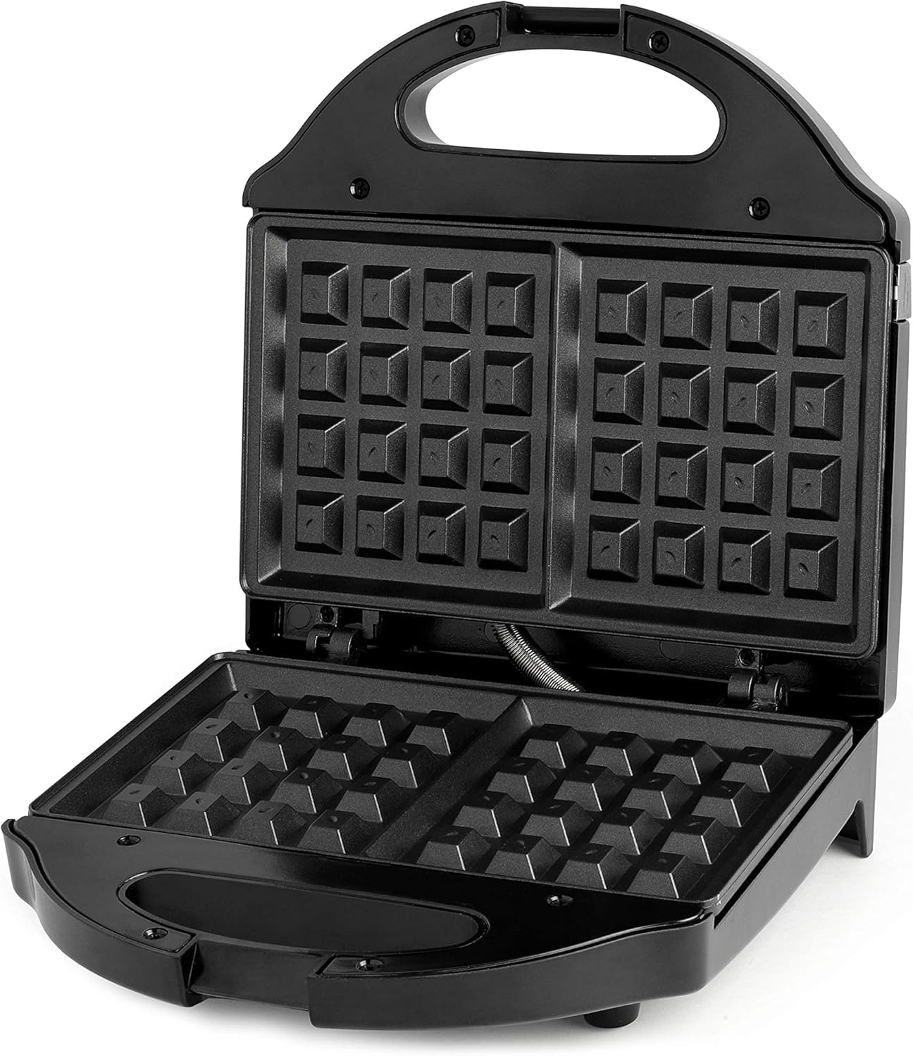 Salton Belgian Waffle Maker | Non-Stick Surface | 2 Waffles in Under 3 Minutes | Compact Upright Storage | Cool-Touch Handles | Recipe Book Included | Perfect for Breakfast & More | Black | WM1075BK