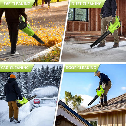 GREENER 21V Leaf Blower Cordless - 460CFM/145MPH Turbo Mode Electric Leaf Blower with 2 X 4.0Ah Battery and Fast Charger Included, Blowing Leaves and Dust, Patio Cleaning