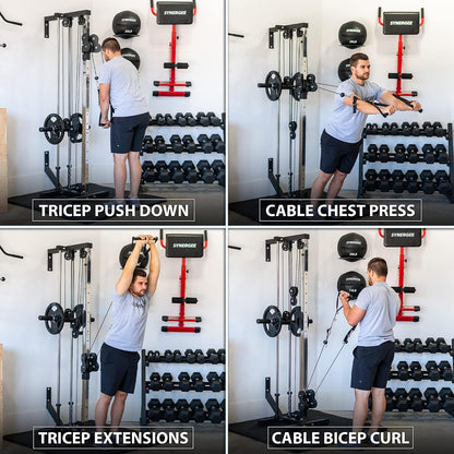 Synergee Dual Pulley Machine – Wall Mounted Adjustable Cable Station