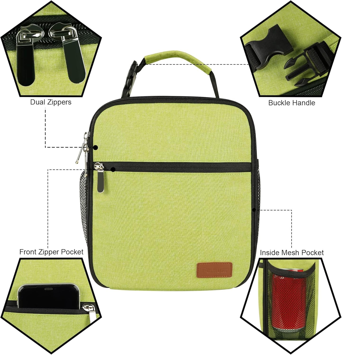 Lunch Box for Men Women Adults Small Lunch Bag for Office Work Picnic - Reusable Portable Lunchbox, Black