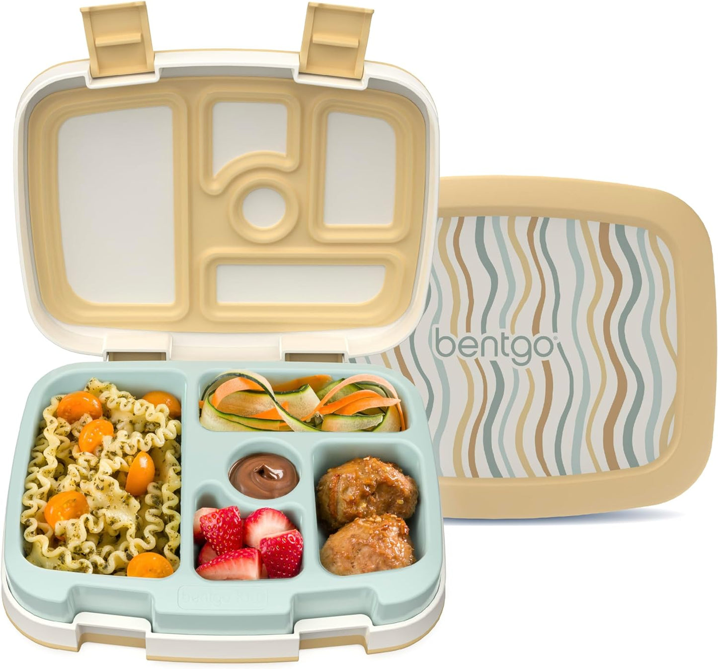 Bentgo Kids 5-Compartment Leak-Proof Bento-Style Lunch Box (Whimsy & Wonder Collection) - Ideal for Ages 3-7, Drop-Proof & Durable, Dishwasher Safe, & PFAS & BPA-Free Materials (Checker Gradient)