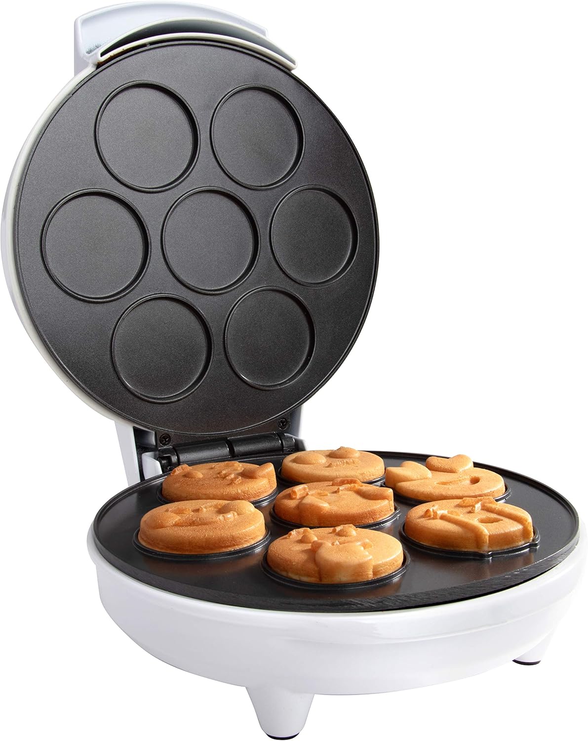 Mini Emojis Waffle Maker - Create 7 Adorable Emoji Waffles or Pancakes with Electric Non Stick Waffler Iron - Featuring a Kiss Face, Heart Eyes, Smile Expressions & More - Fun for Kids