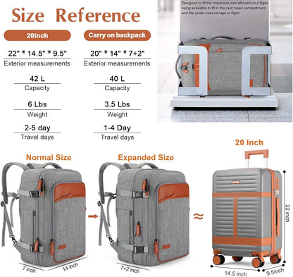 Lumesner Carry on Backpack, Extra Large 40L Flight Approved Travel Backpack for Men & Women