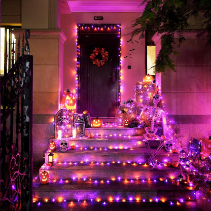 JMEXSUSS 66ft 200 LED Halloween Lights Outdoor, Orange String Lights Clear Wire, 8 Modes Orange Halloween Christmas String Lights Plug in for Tree Indoor Patio Garden Thanksgiving Decorations